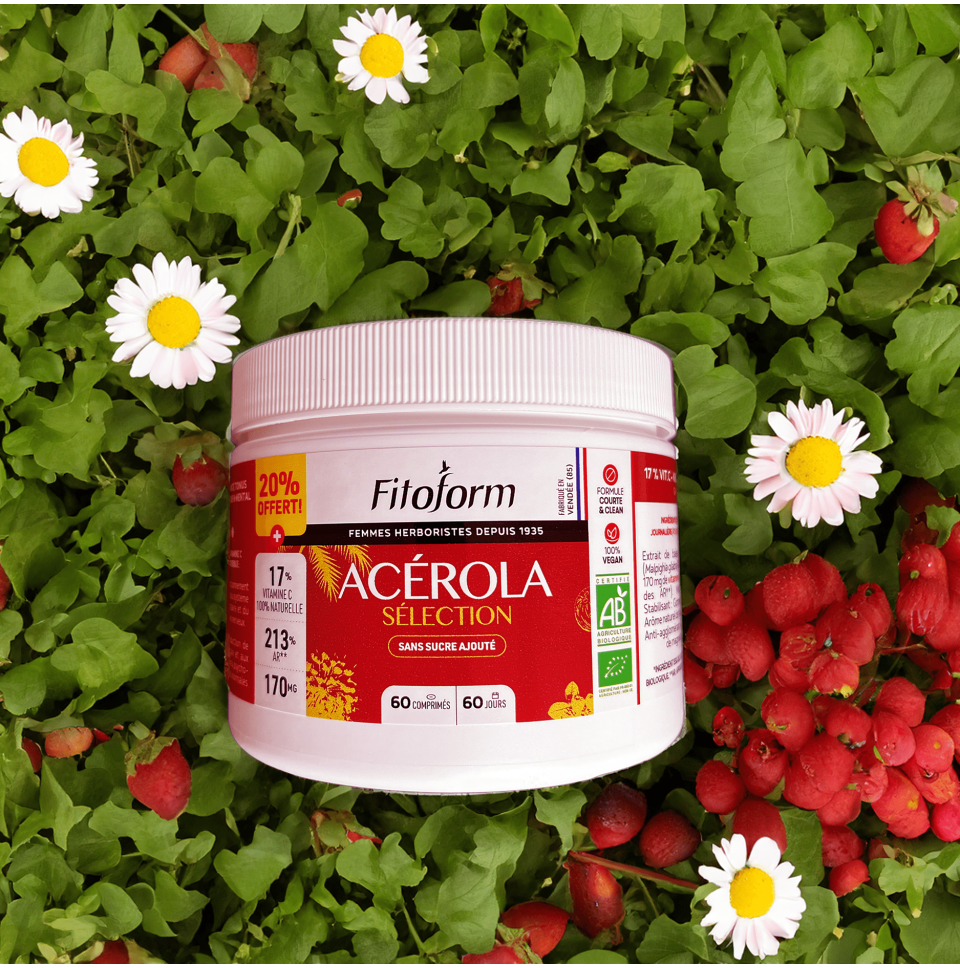 L'ACEROLA SANS SUCRES AJOUTÉS BIO* - pilulier 60 comprimés
